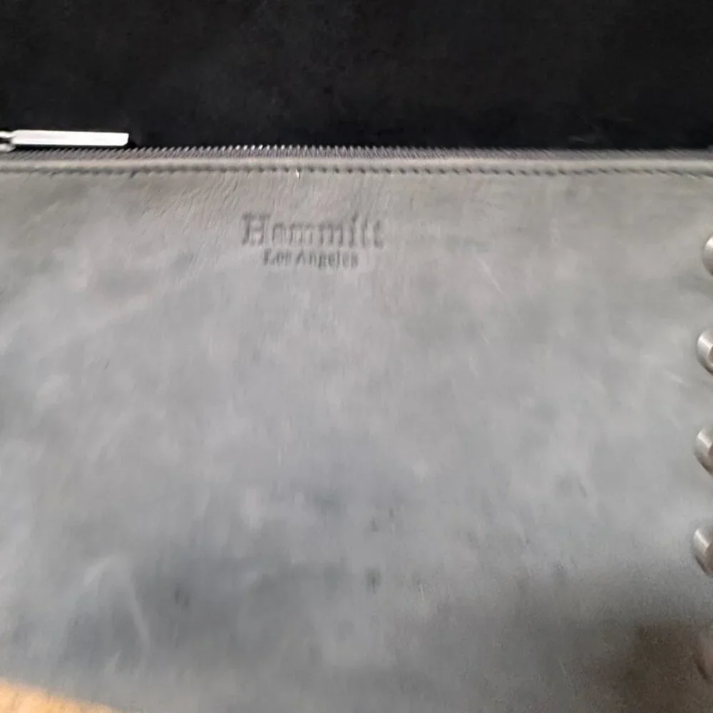 Hammitt of Los Angelos Cosmetic Bag Pouch Insert Gray Leather Studded Case